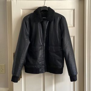 Express Faux Leather Bomber Jacket